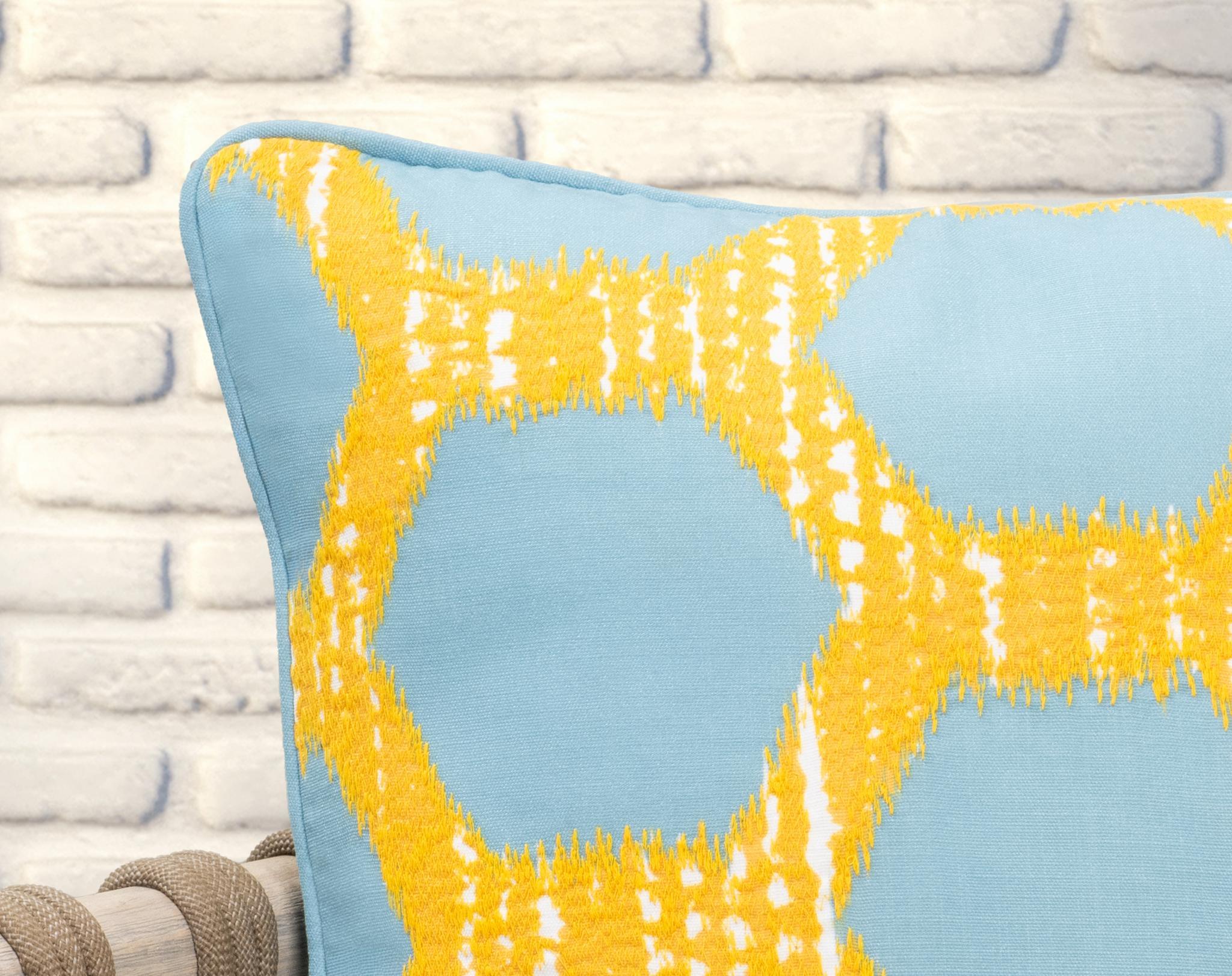 Indoor/Outdoor Gaines Yellow/Blue 20x20 Pillow — view 4