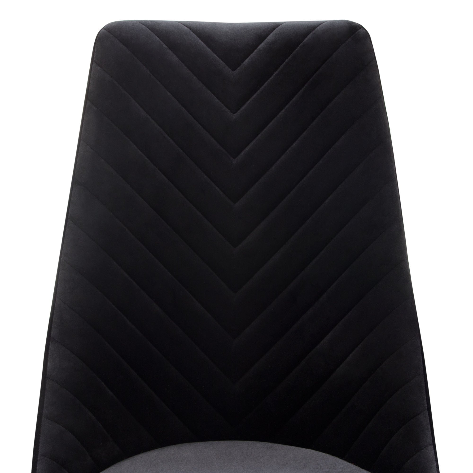 Vogue Set of (2) Dining Chairs in Black Velvet with Polished Gold Metal Base by Diamond Sofa - styled in a staged room by Center Stage Home Design