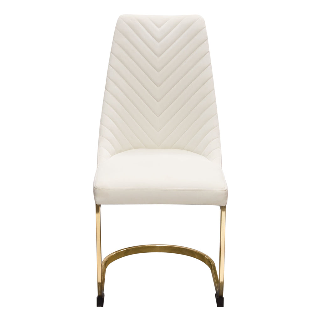 Vogue Set of (2) Dining Chairs in Cream Velvet with Polished Gold Metal Base by Diamond Sofa