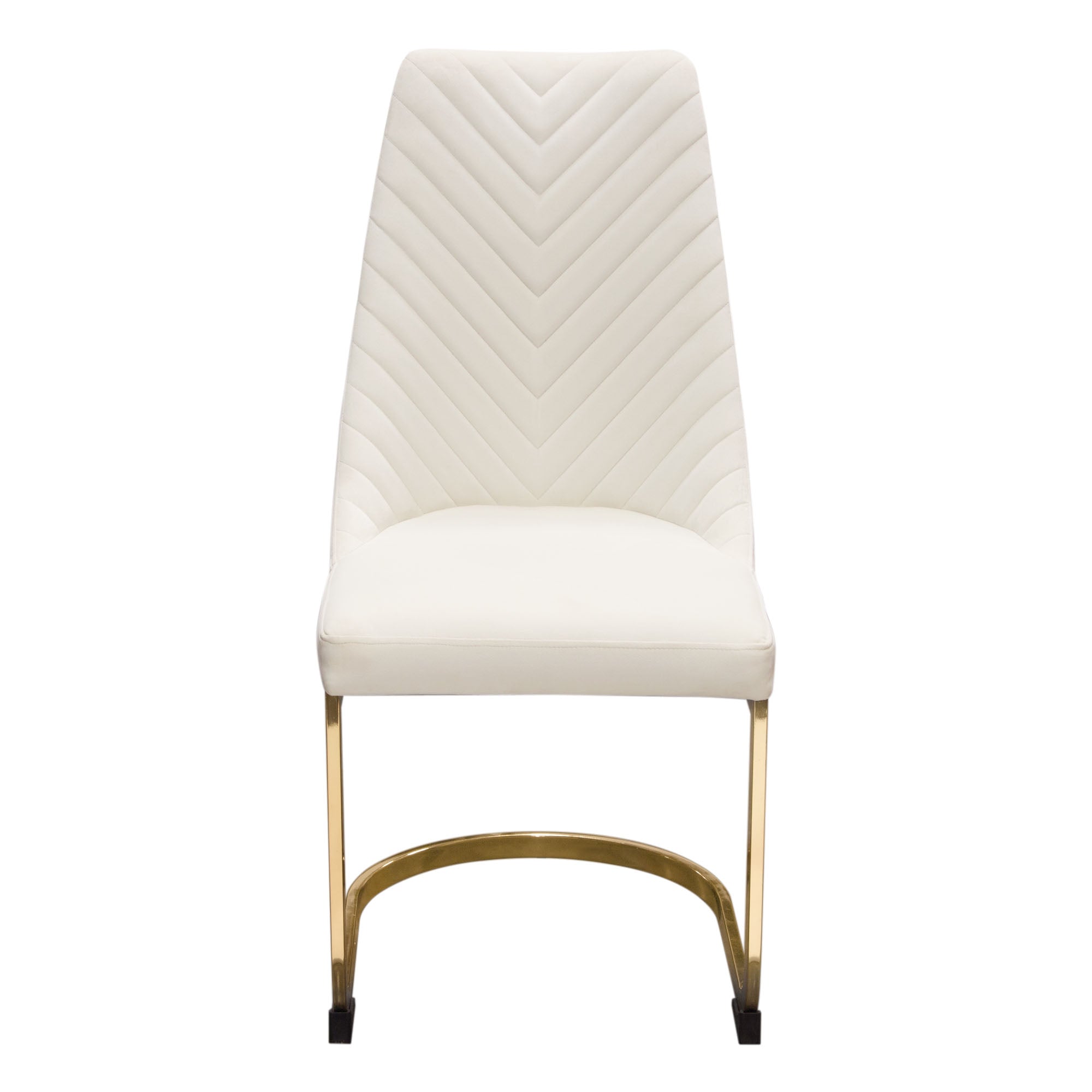 Vogue Set of (2) Dining Chairs in Cream Velvet with Polished Gold Metal Base by Diamond Sofa