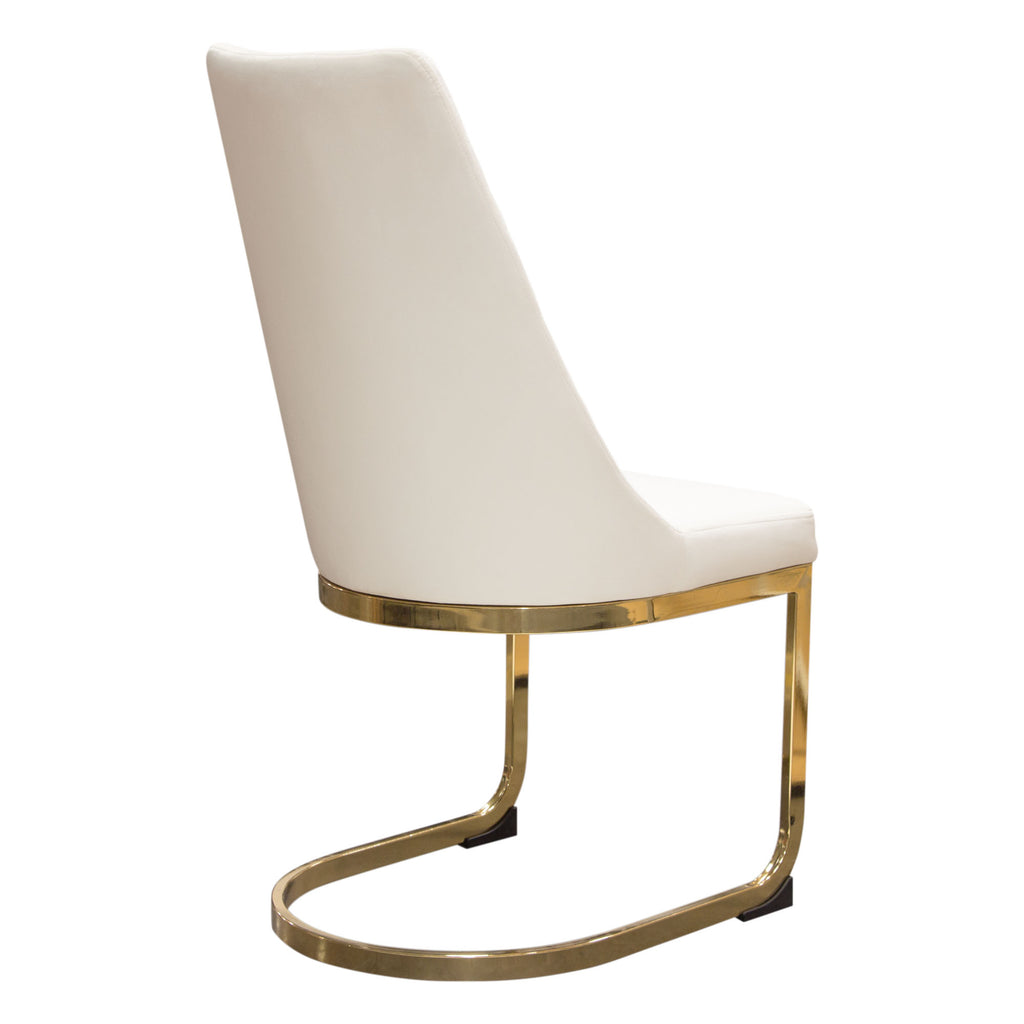 Vogue Set of (2) Dining Chairs in Cream Velvet with Polished Gold Metal Base by Diamond Sofa