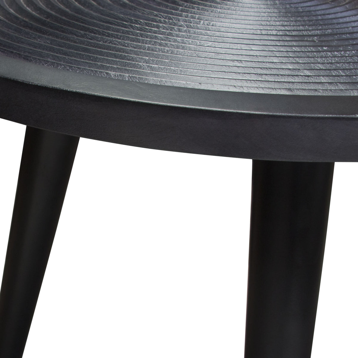 Vortex Round End Table in Solid Mango Wood Top in Black Finish & Iron Legs by Diamond Sofa - styled in a staged room by Center Stage Home Design