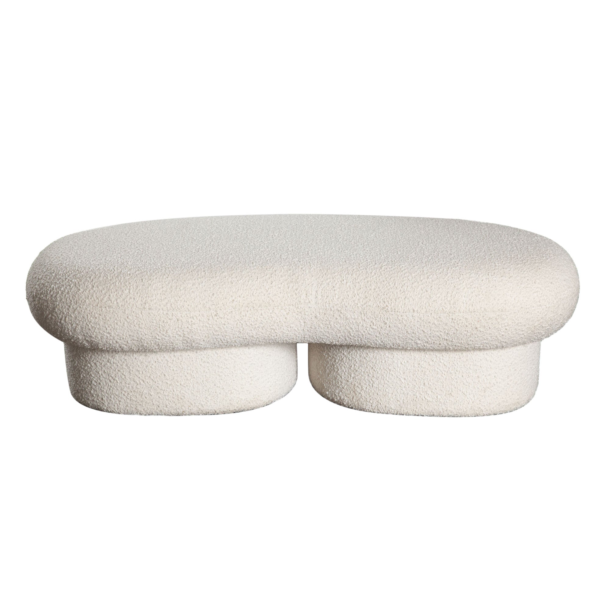 Wave Curved Accent Bench in Ivory Boucle Fabric by Diamond Sofa