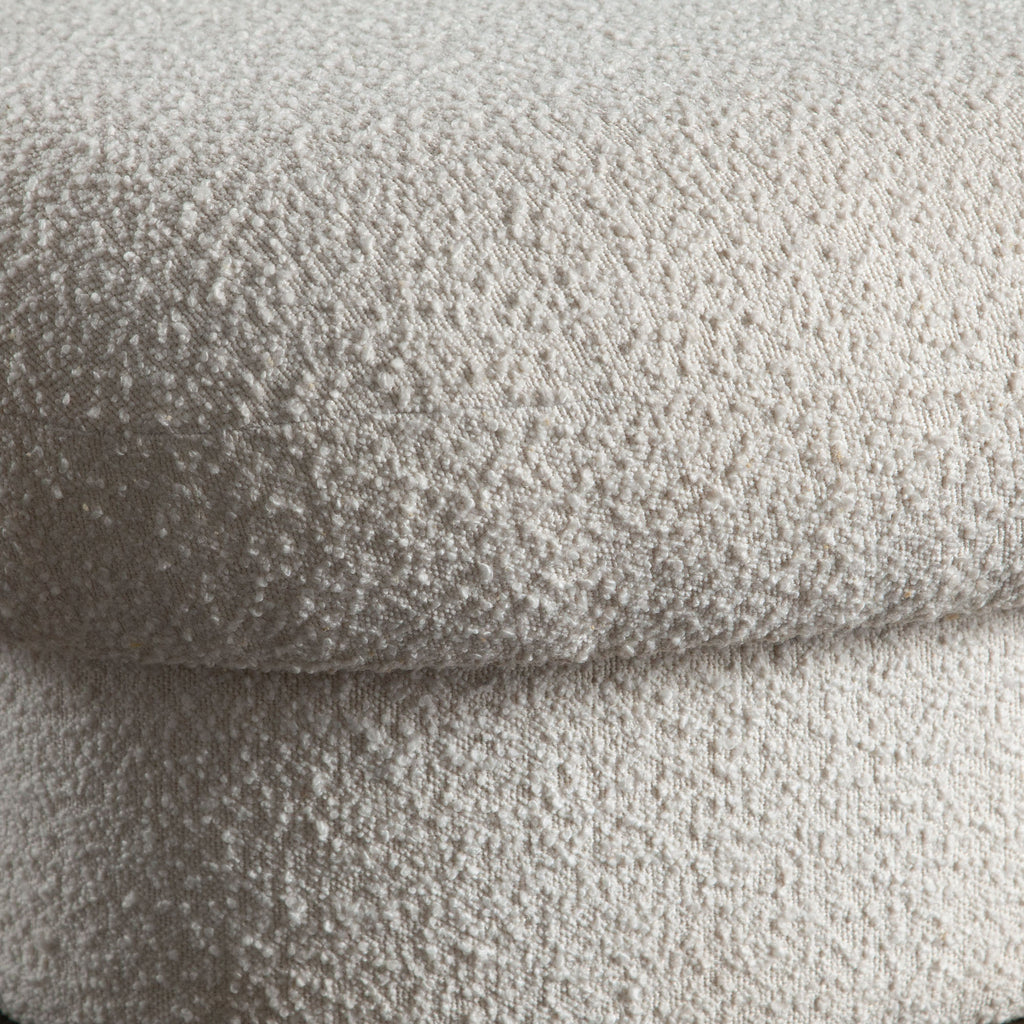 Wave Curved Accent Bench in Ivory Boucle Fabric by Diamond Sofa - styled in a staged room by Center Stage Home Design