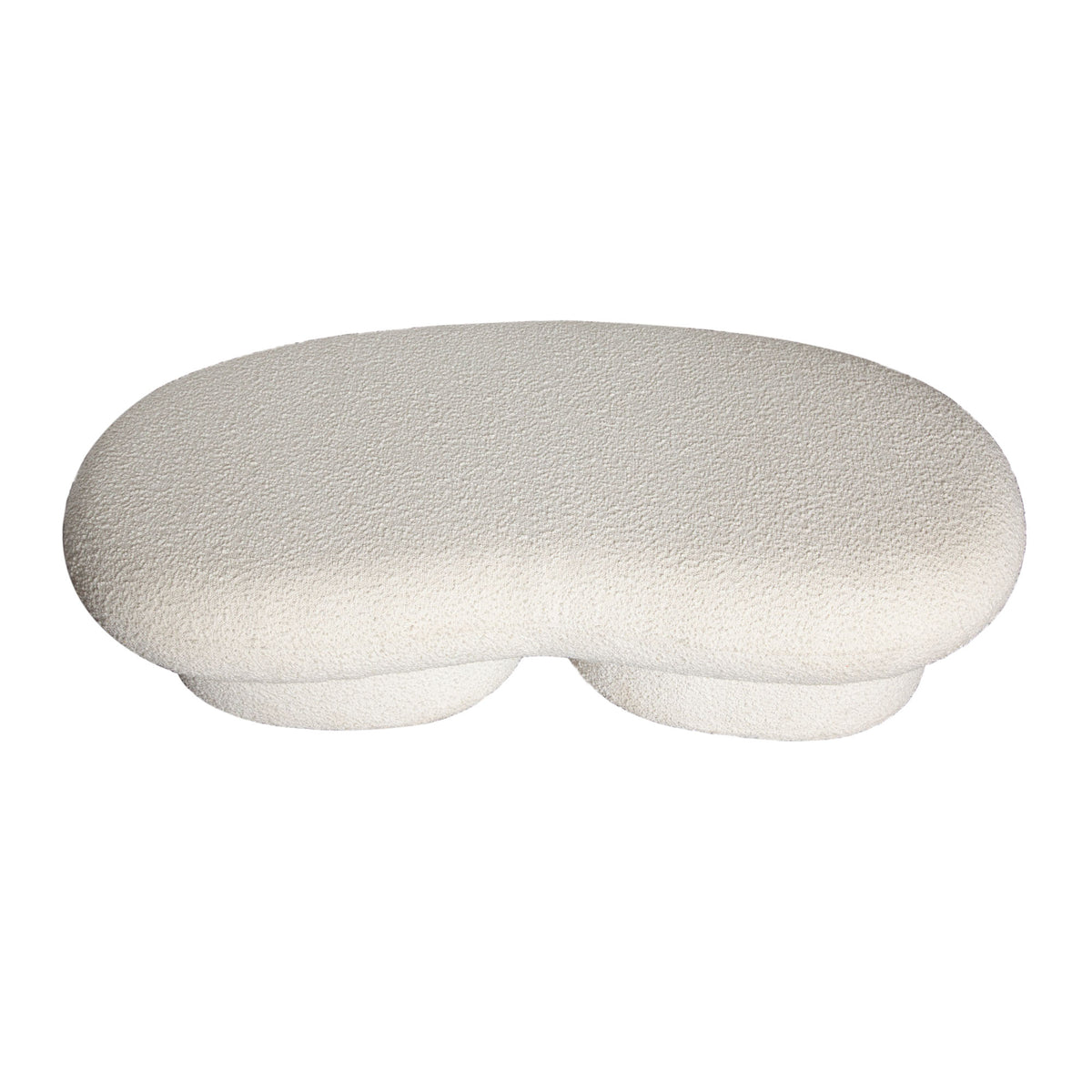 Wave Curved Accent Bench in Ivory Boucle Fabric by Diamond Sofa