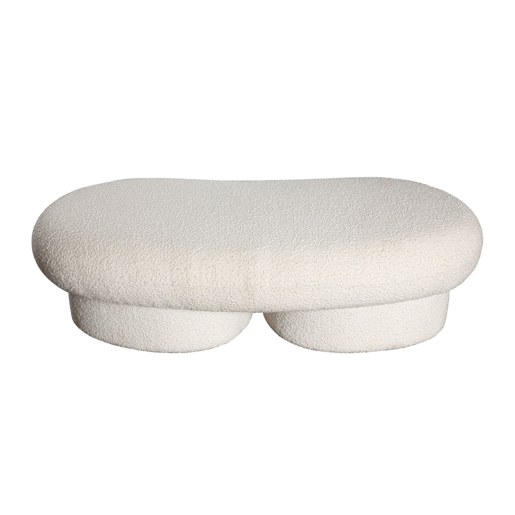 Wave Curved Accent Bench in Ivory Boucle Fabric by Diamond Sofa