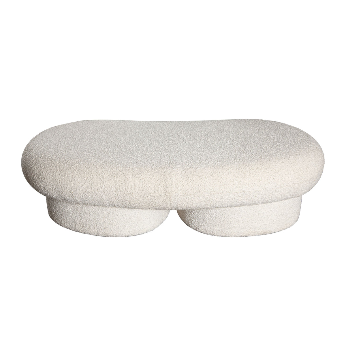 Wave Curved Accent Bench in Ivory Boucle Fabric by Diamond Sofa