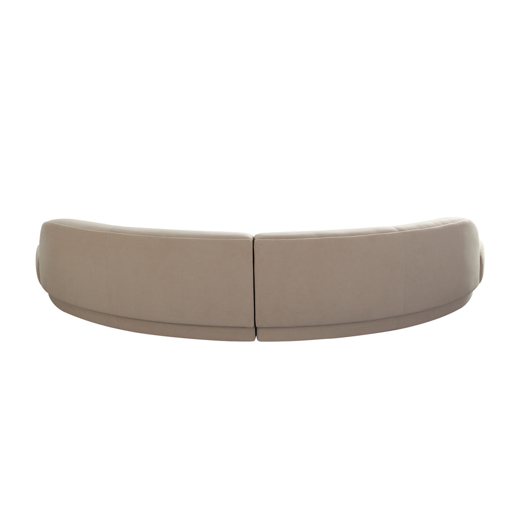 Zelda 2PC Modular Curved Armless Chaise in Light Camel Performance Velvet w/ (2) Accent Pillow Balls by Diamond Sofa