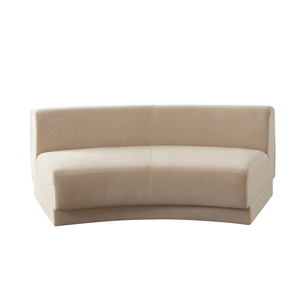 Zelda Curved Armless Sofa in Light Camel Performance Velvet w/ (1) Accent Pillow Ball by Diamond Sofa