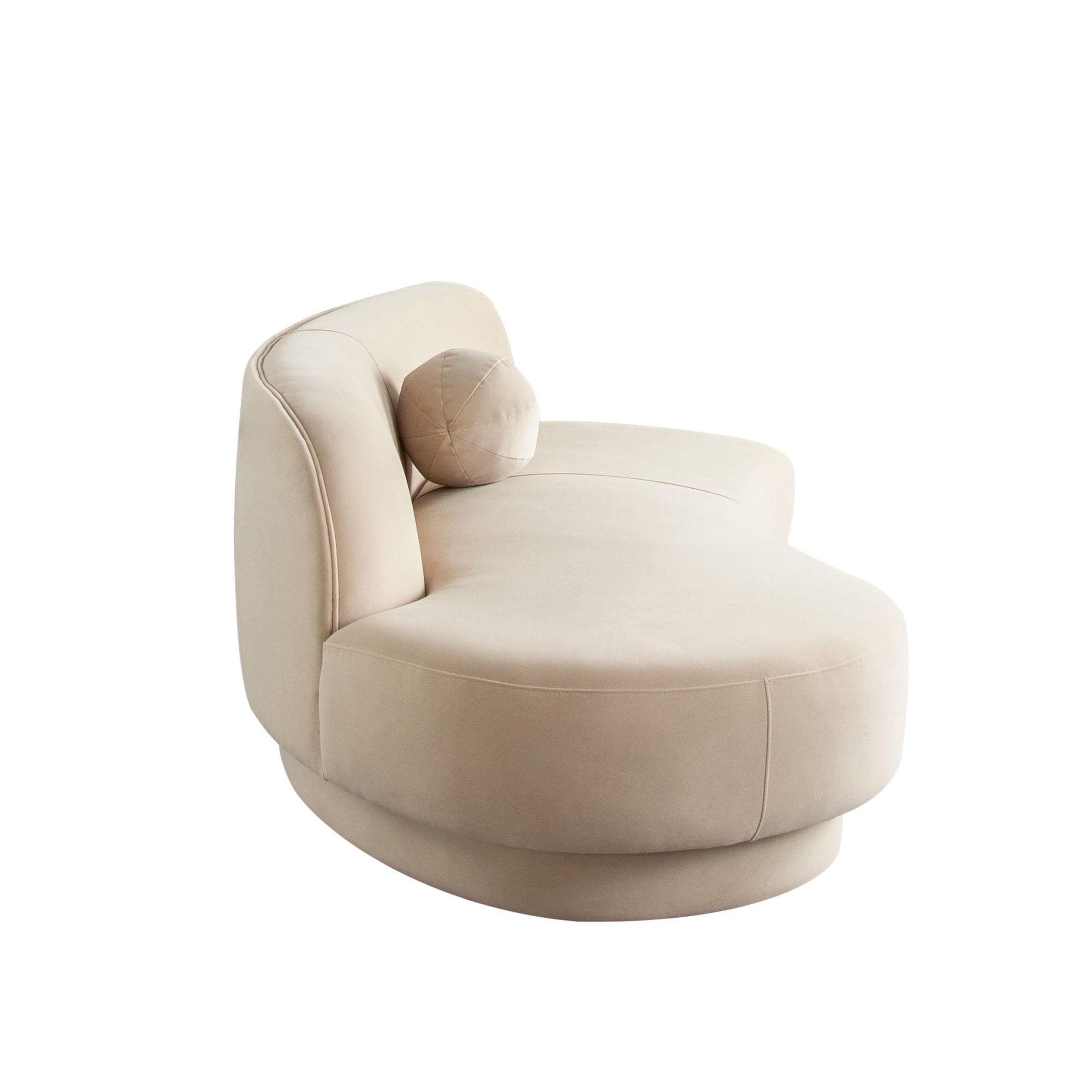 Zelda LF Curved Chaise in Light Camel Performance Velvet w/ (1) Accent Pillow Ball by Diamond Sofa
