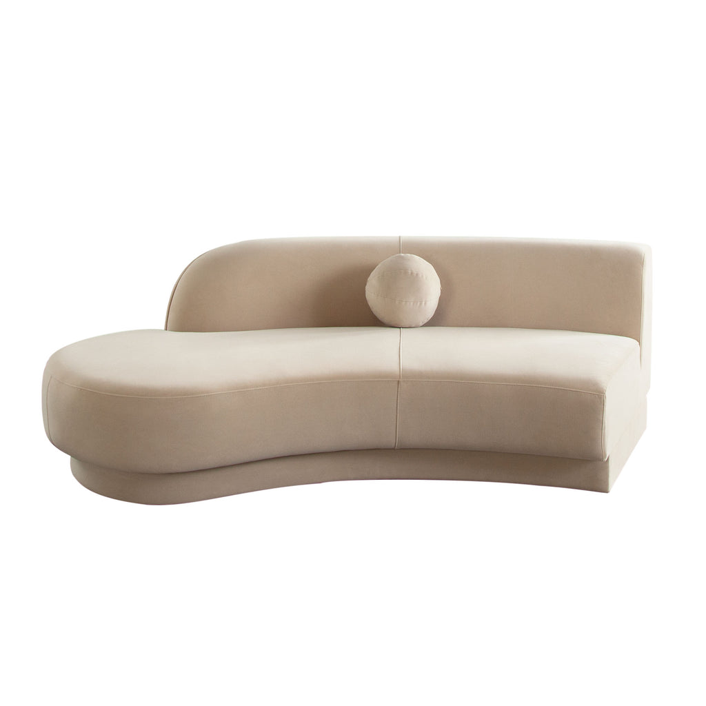 Zelda LF Curved Chaise in Light Camel Performance Velvet w/ (1) Accent Pillow Ball by Diamond Sofa