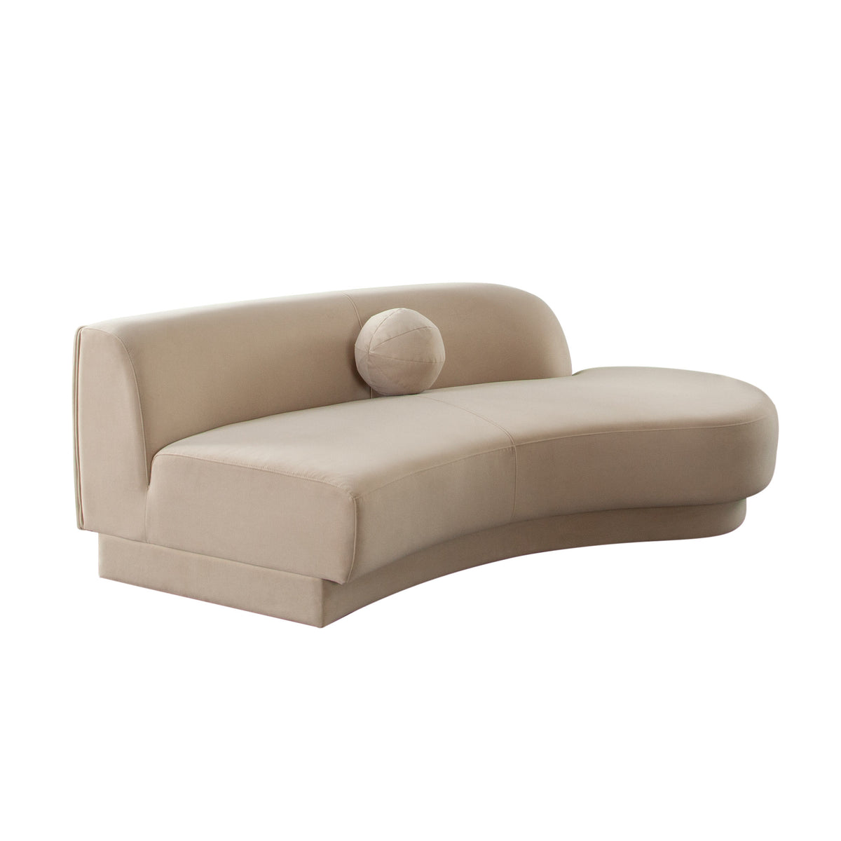 Zelda RF Curved Chaise in Light Camel Performance Velvet w/ (1) Accent Pillow Ball by Diamond Sofa