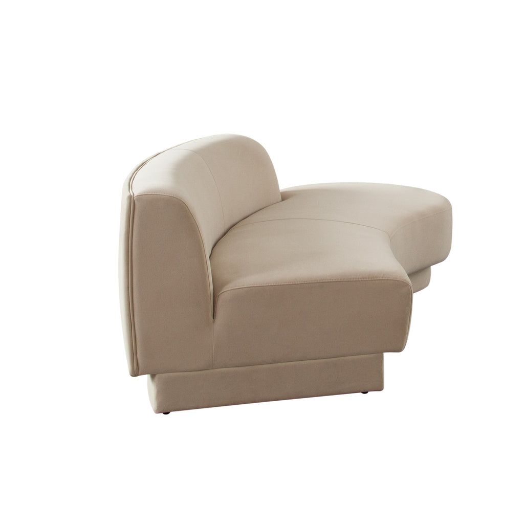 Zelda RF Curved Chaise in Light Camel Performance Velvet w/ (1) Accent Pillow Ball by Diamond Sofa
