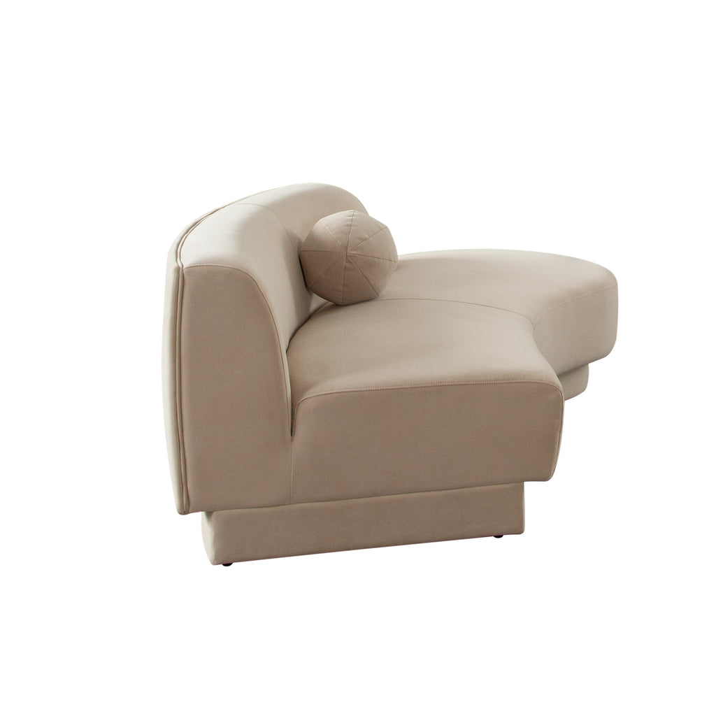 Zelda RF Curved Chaise in Light Camel Performance Velvet w/ (1) Accent Pillow Ball by Diamond Sofa
