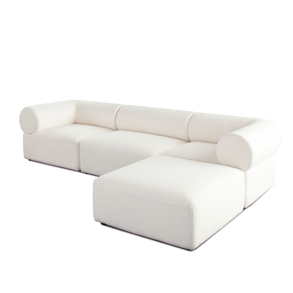 Zia 4PC Modular Reversible Chaise Sectional in Ivory Sherpa Fabric by Diamond Sofa