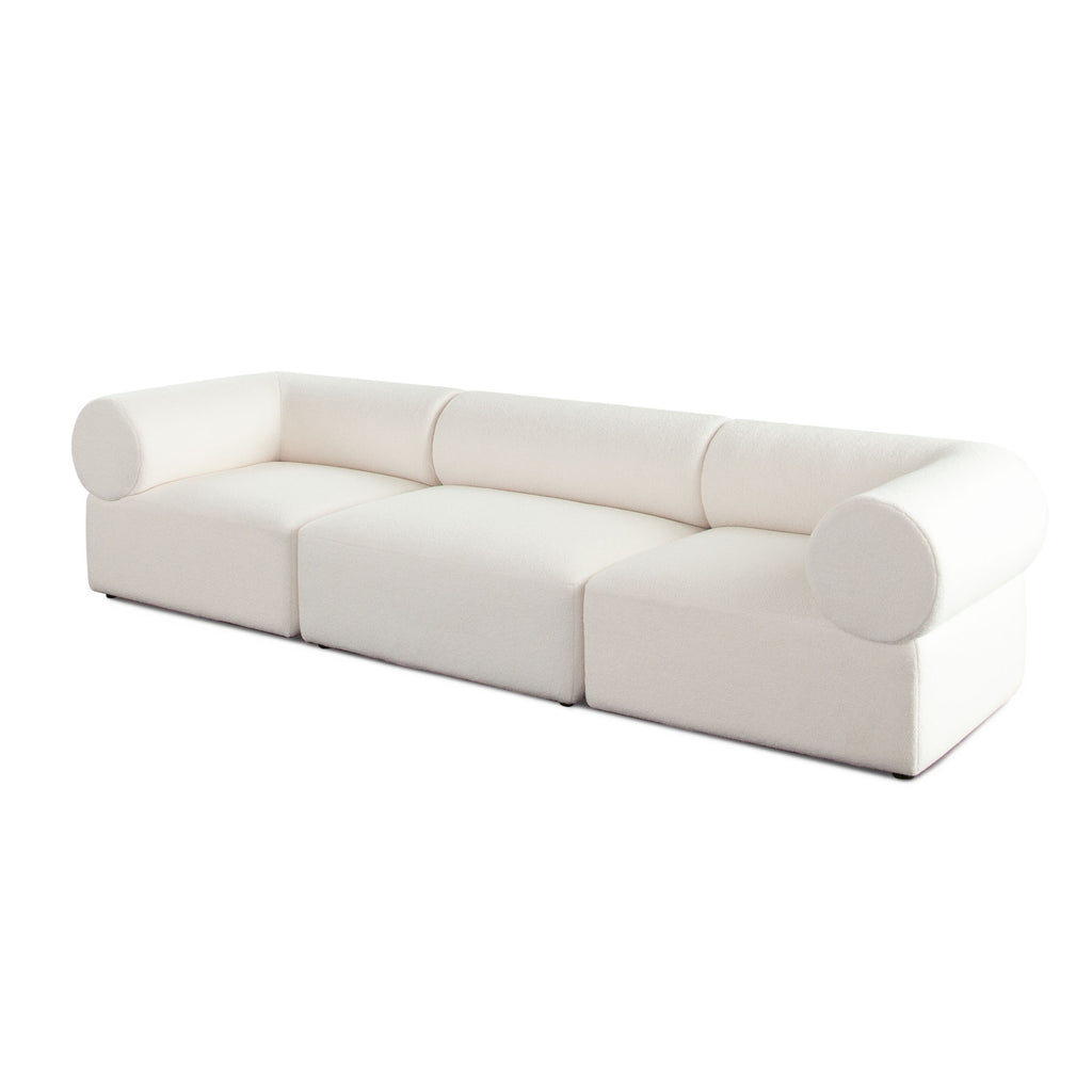 Zia 3PC Modular Sofa in Ivory Sherpa Fabric by Diamond Sofa