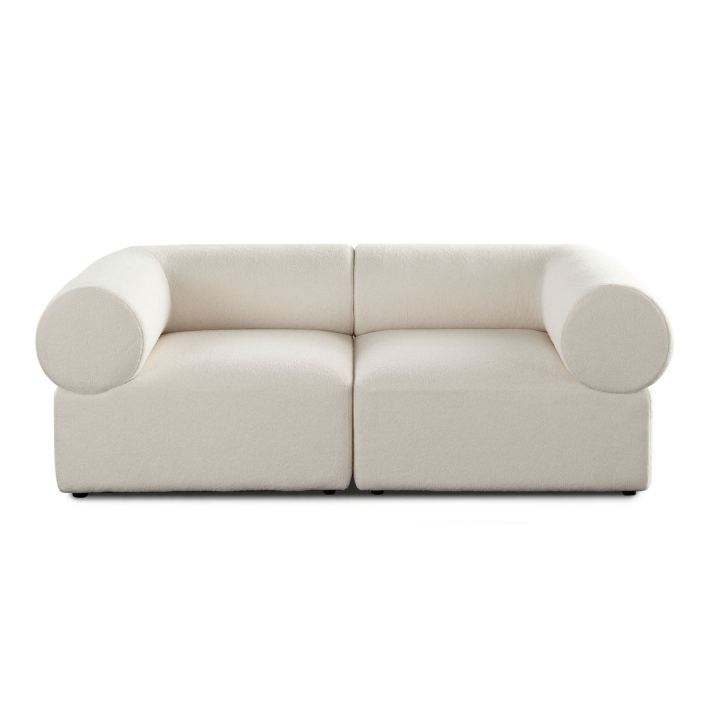Zia 2PC Modular Sofa in Ivory Sherpa Fabric by Diamond Sofa