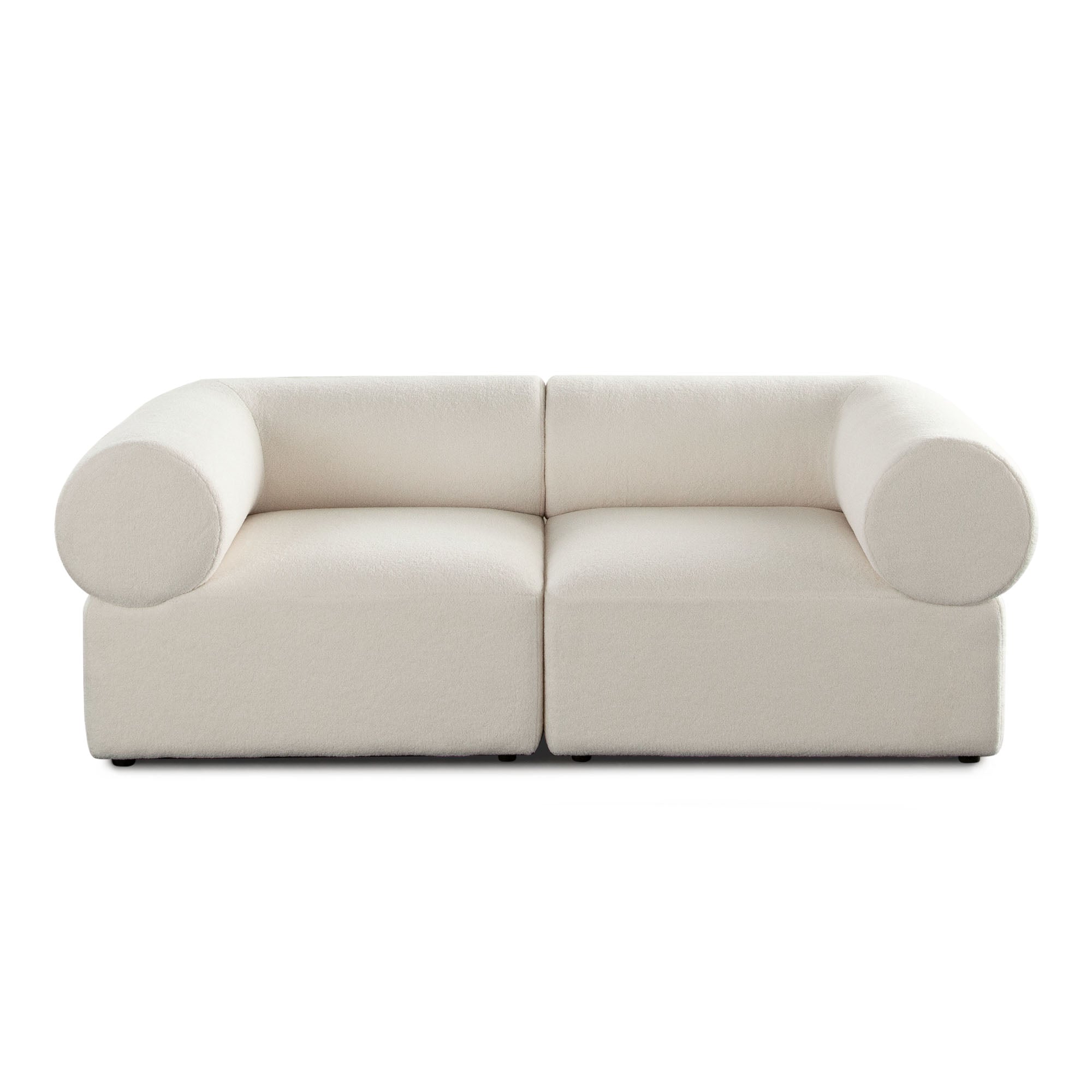 Zia 2PC Modular Sofa in Ivory Sherpa Fabric by Diamond Sofa