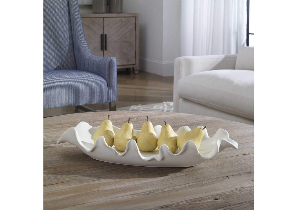 17965 Uttermost Ruffled Feathers Modern White Bowl