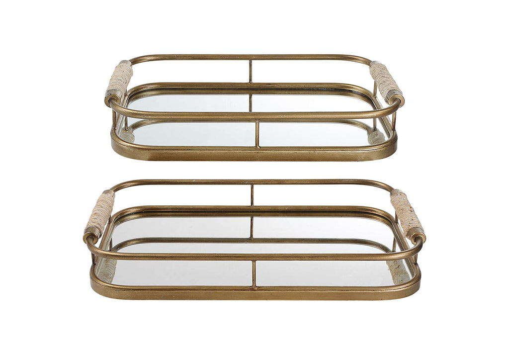 18014 Uttermost Rosea Brushed Gold Trays