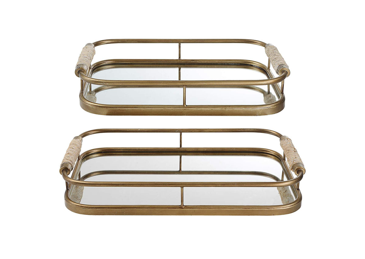 18014 Uttermost Rosea Brushed Gold Trays