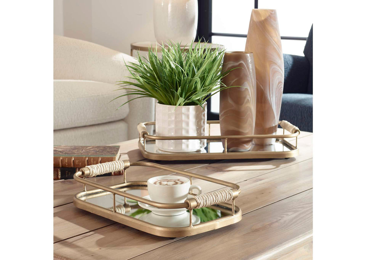 18014 Uttermost Rosea Brushed Gold Trays