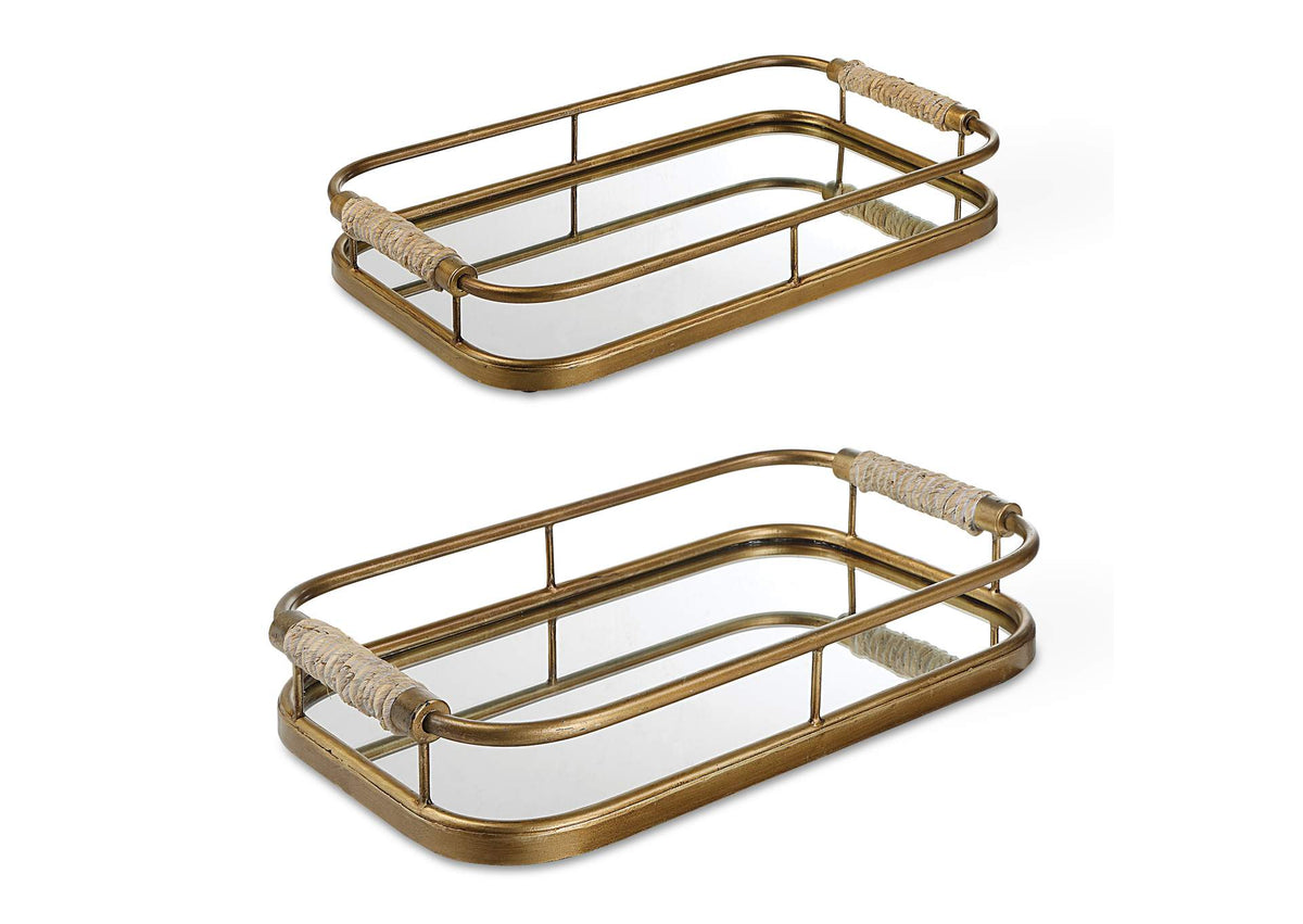 18014 Uttermost Rosea Brushed Gold Trays