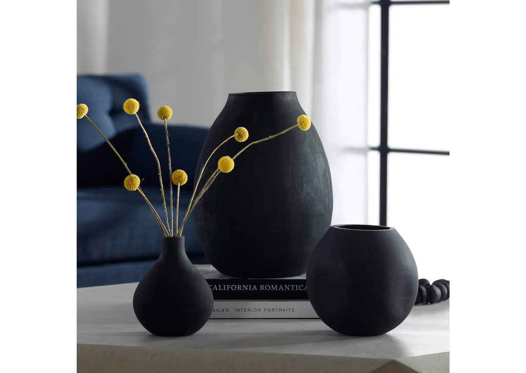 18068 Uttermost Hearth Matte Black Vases, Set