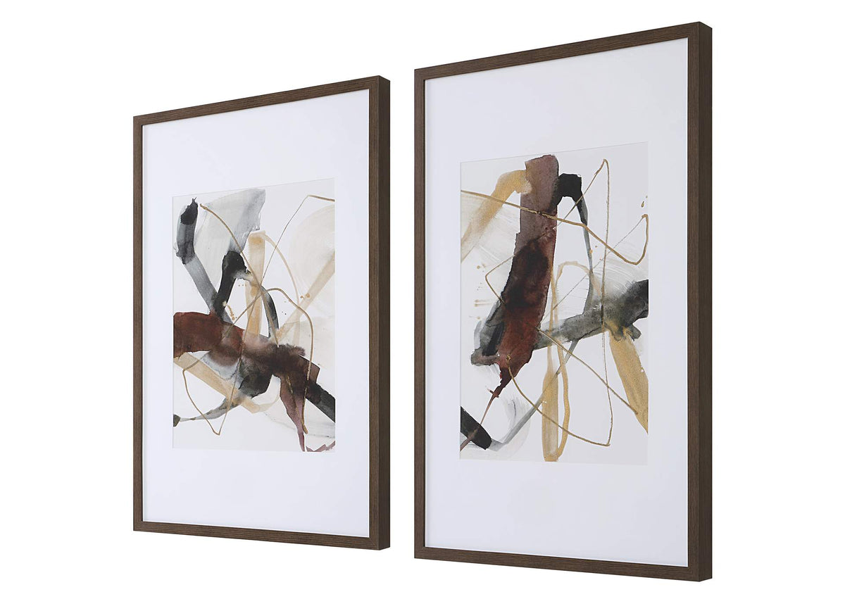 41440 Uttermost Burgundy Interjection Abstract Prints, Set