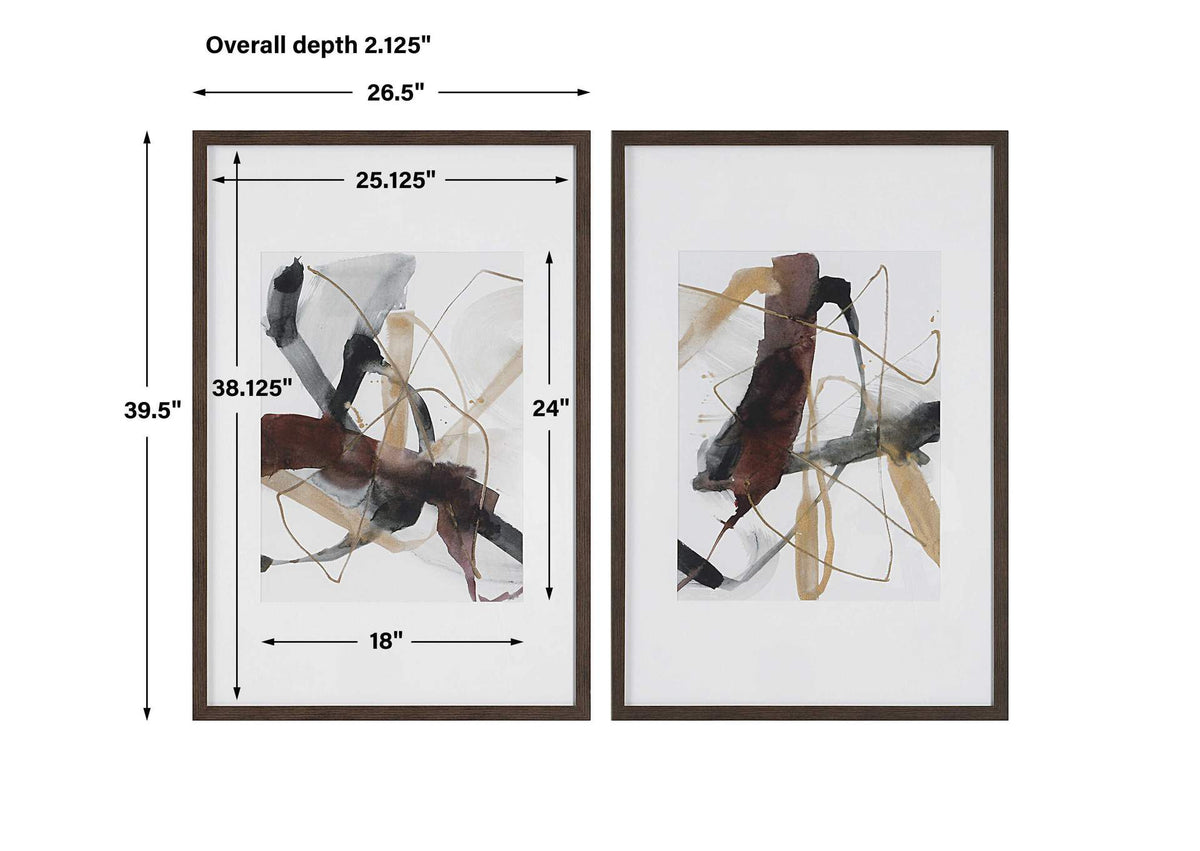 41440 Uttermost Burgundy Interjection Abstract Prints, Set
