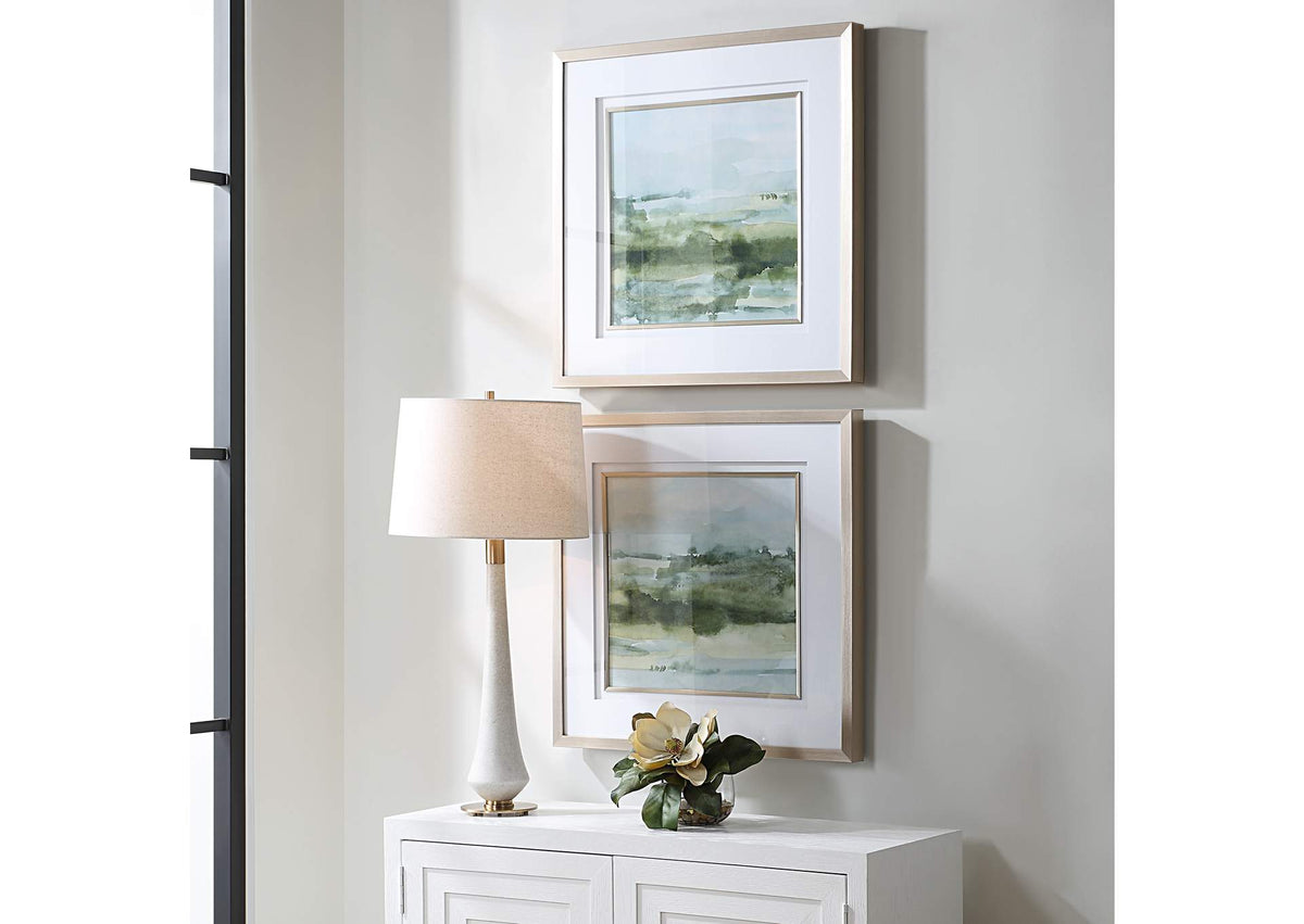 32356 Uttermost Soft Sage Abstract Landscape Prints Set