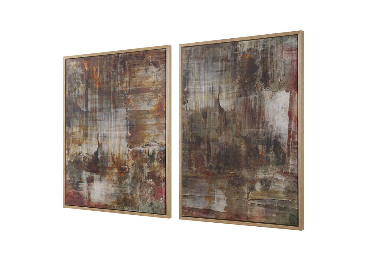 32433 Uttermost Molten Patina Framed Canvases, Set