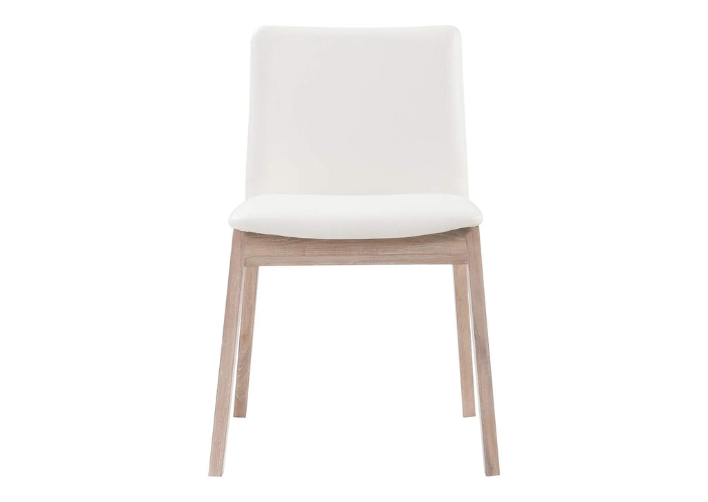 BC-1086-05 Deco Oak Dining Chair Cream White PVC - Set Of Two