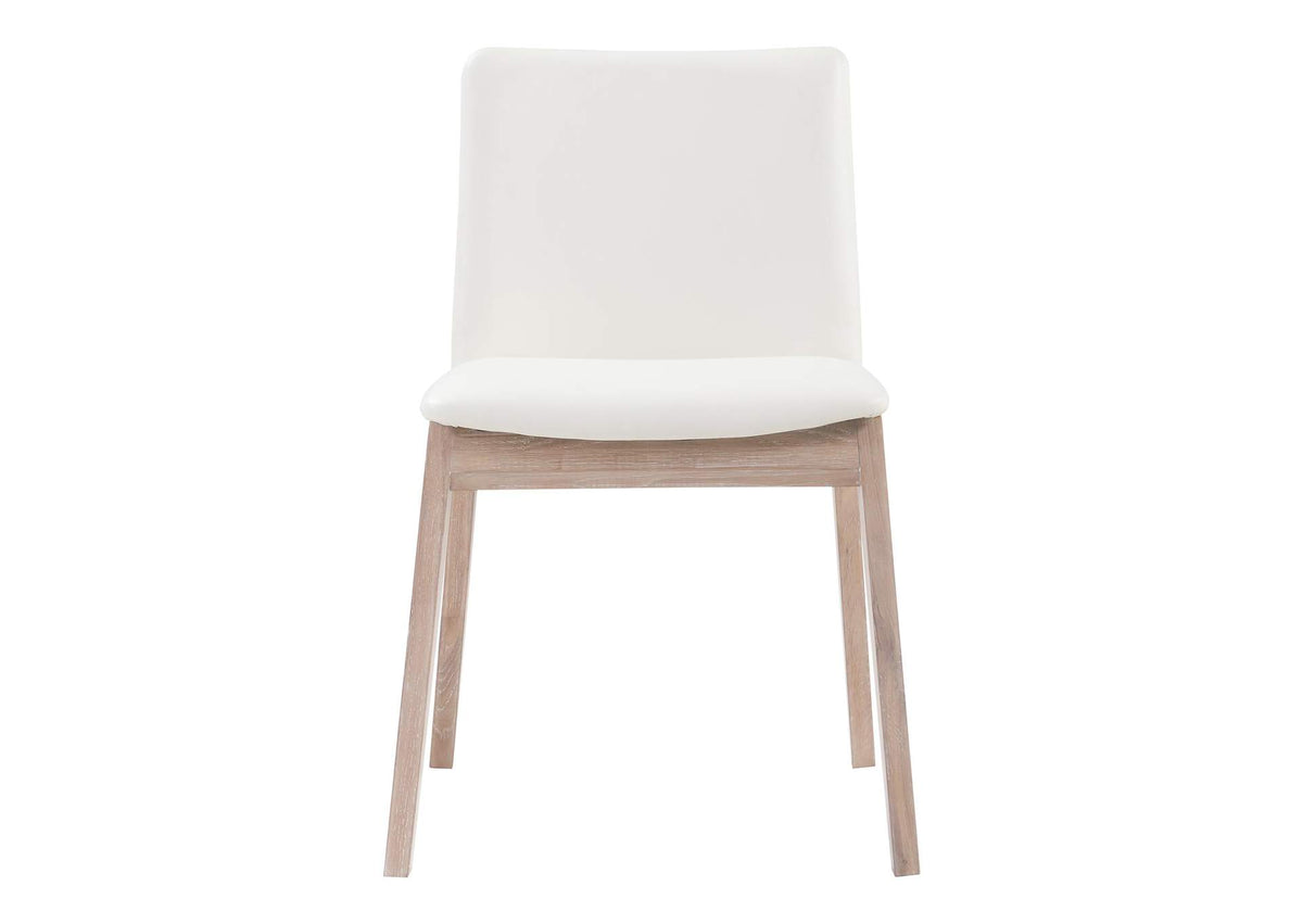 BC-1086-05 Deco Oak Dining Chair Cream White PVC - Set Of Two