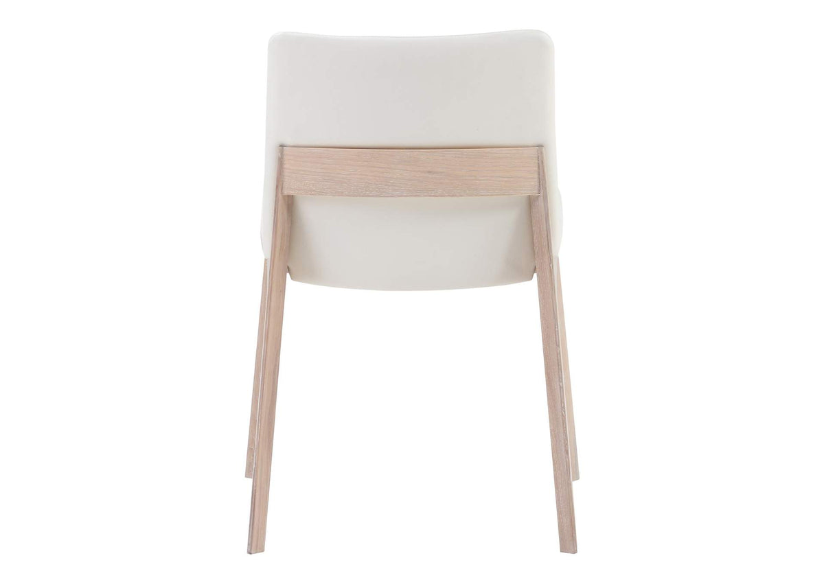 BC-1086-05 Deco Oak Dining Chair Cream White PVC - Set Of Two