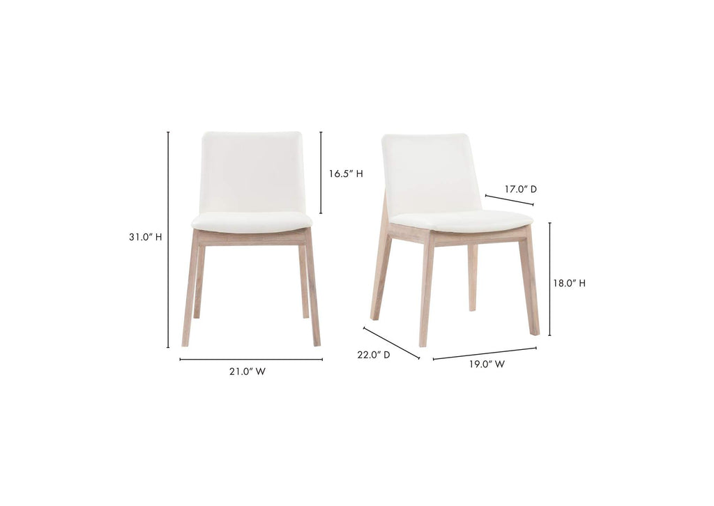 BC-1086-05 Deco Oak Dining Chair Cream White PVC - Set Of Two