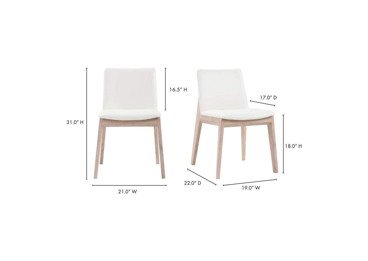 BC-1086-05 Deco Oak Dining Chair Cream White PVC - Set Of Two