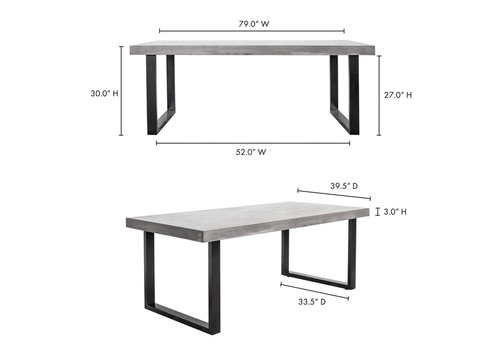 BQ-1018-25-0 Jedrik Outdoor Dining Table Large Grey