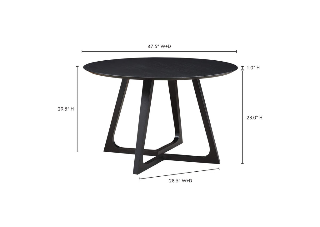 CB-1003-02-0 Godenza Round Dining Table Black