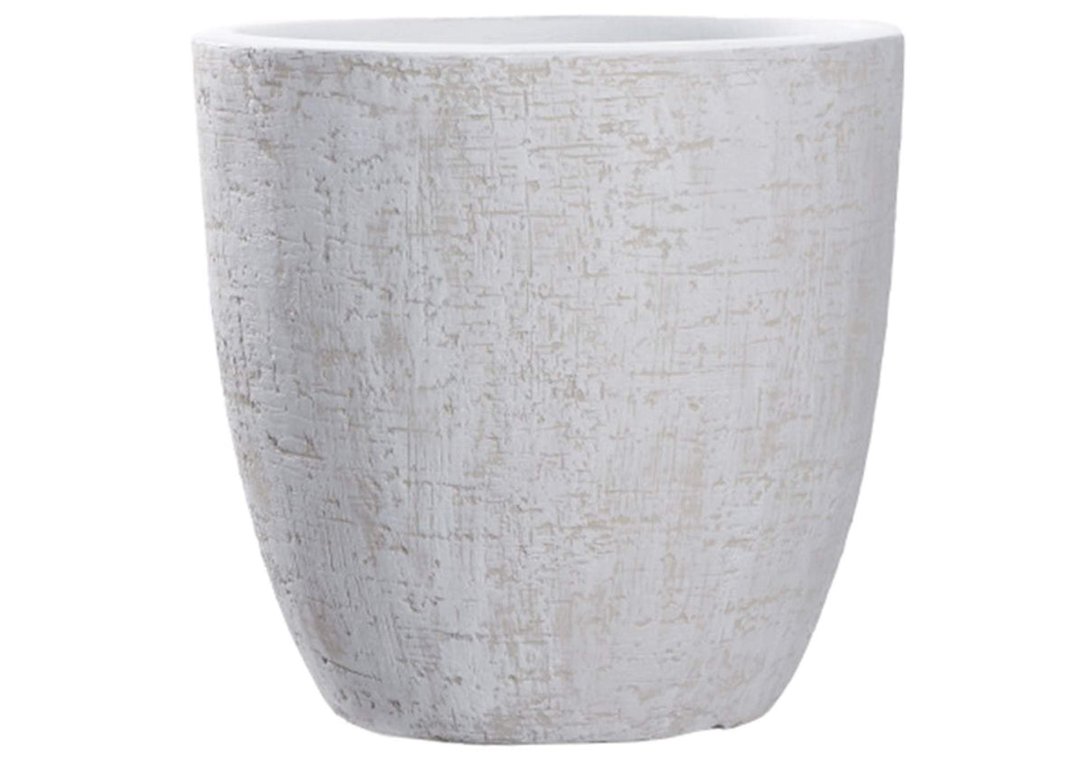 CT2818 Large Round White Textured Planter