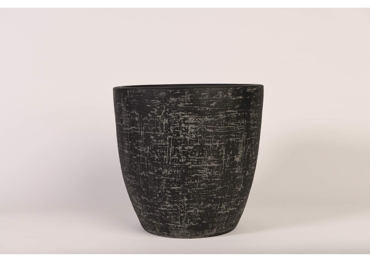 CT2822 Large Round Black Textured Planter