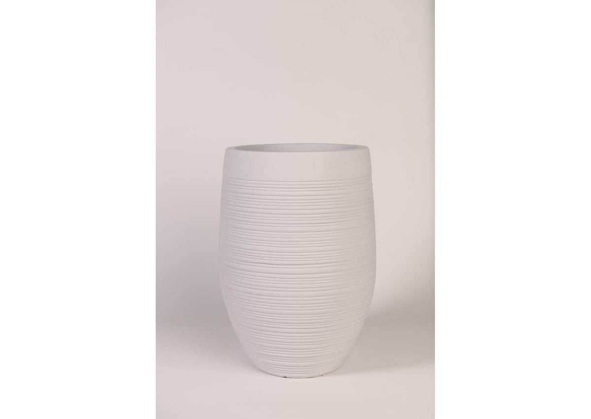 CT2917 Small Ribbed Off White Round Planter