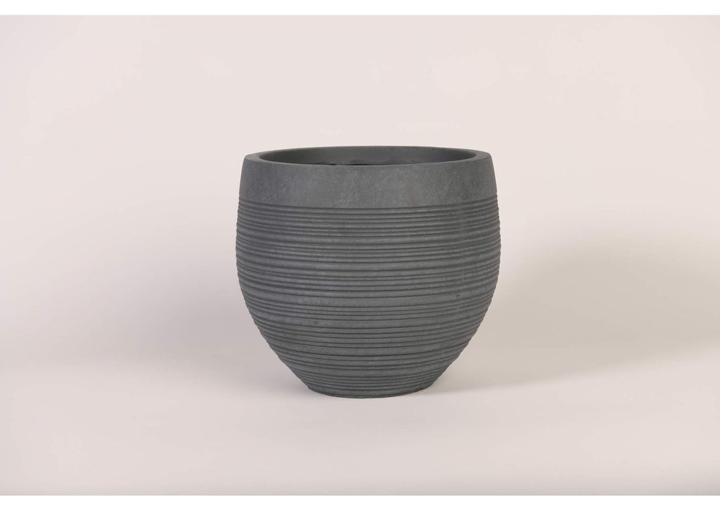 CT2981 Small Short Grey Ribbed Planter