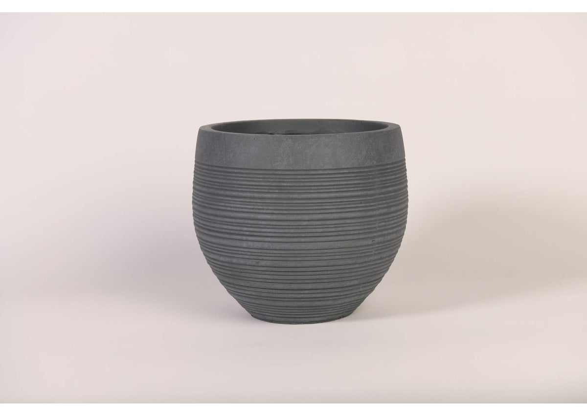 CT2981 Small Short Grey Ribbed Planter