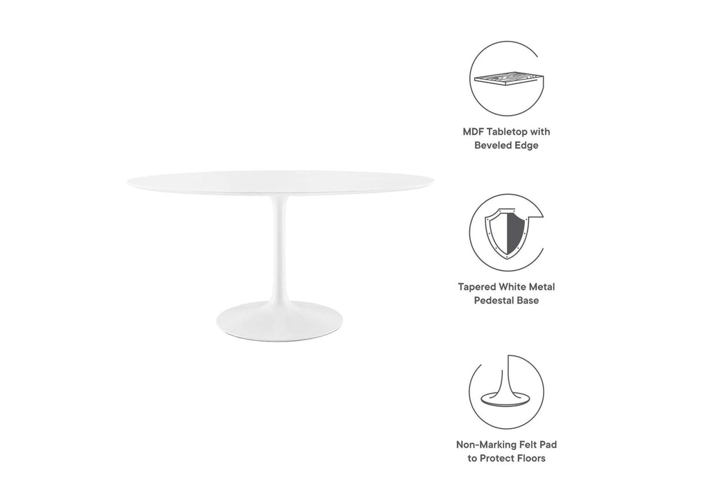 EEI-1121-WHI Lippa 60" Oval Wood Dining Table By Modway