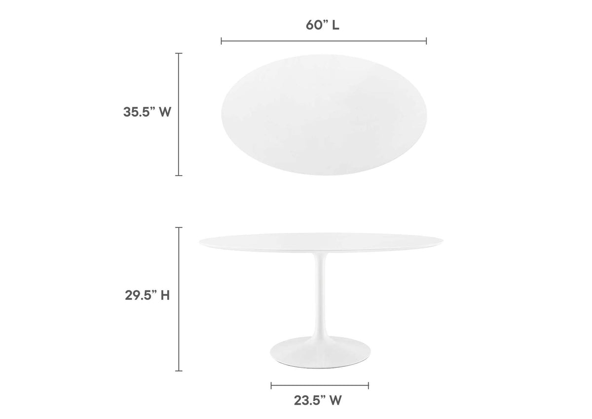 EEI-1121-WHI Lippa 60" Oval Wood Dining Table By Modway