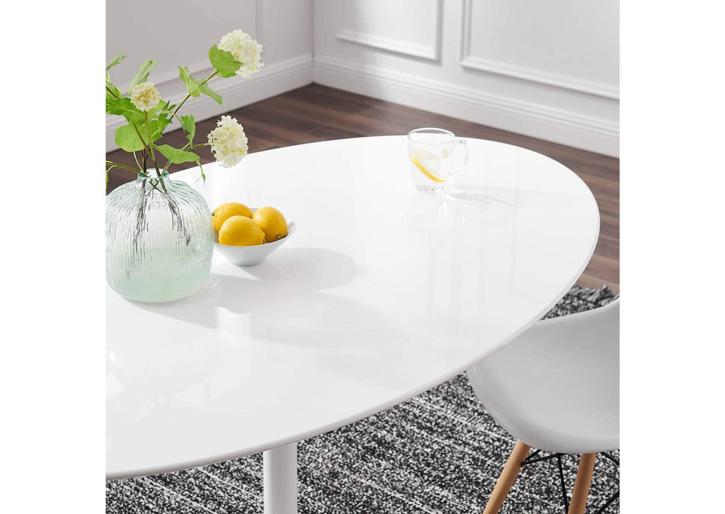 EEI-1121-WHI Lippa 60" Oval Wood Dining Table By Modway