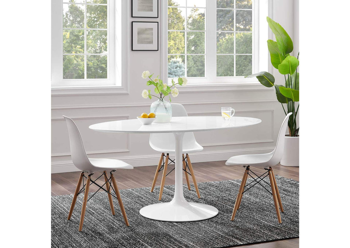 EEI-1121-WHI Lippa 60" Oval Wood Dining Table By Modway