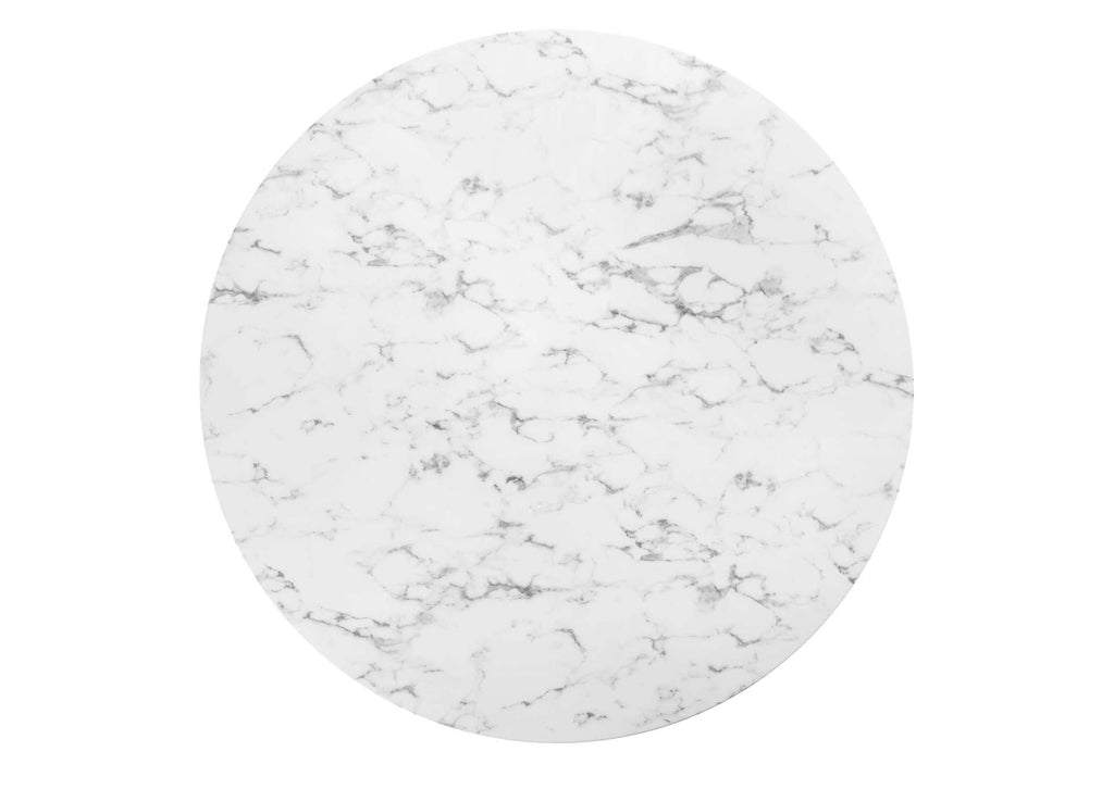 EEI-1133-WHI Lippa 60" Round Faux Marble Dining Table By Modway