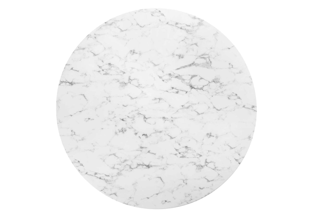 EEI-1133-WHI Lippa 60" Round Faux Marble Dining Table By Modway